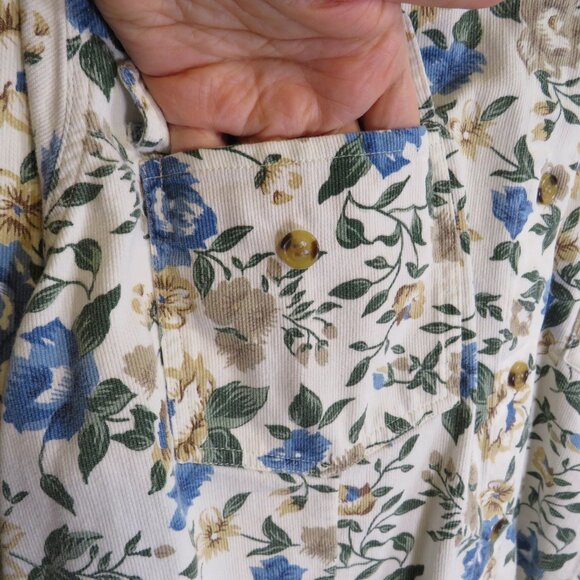 Vintage Casey & Max 100% cotton Floral Corduroy w Denim Collar - Picture 4 of 7